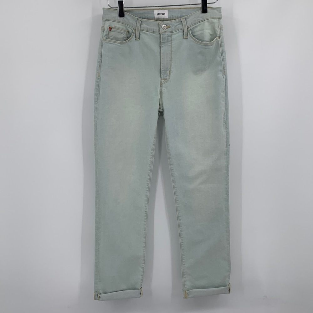 Hudson Blair Gal light wash straight cuffed cropped leg stretch women new 29